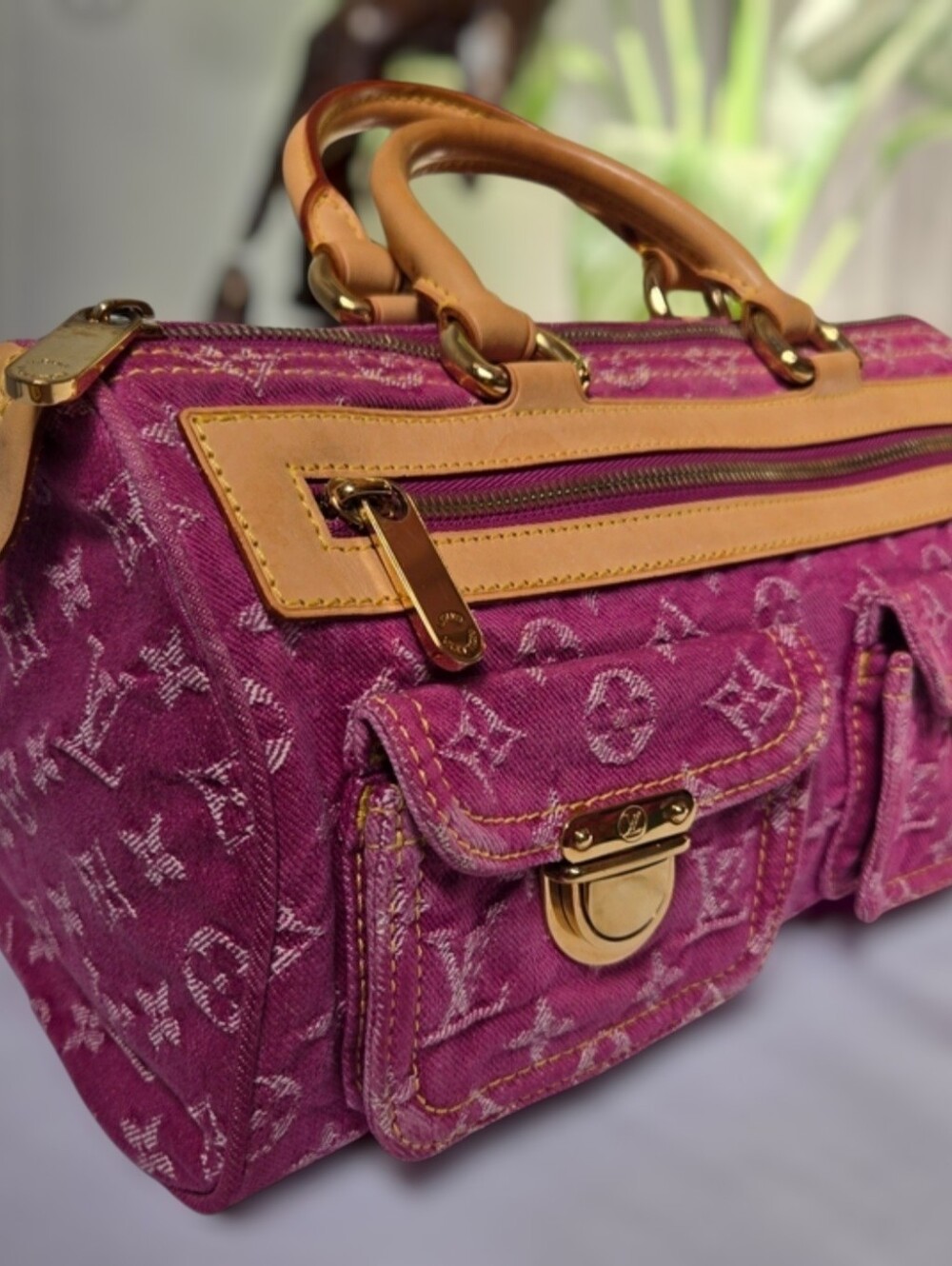 Louis Vuitton Neo Speedy M95214 Fuchsia Pink Monogram Denim Bag - Picture 2 of 15
